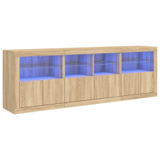 vidaXL sonoma tölgy színű tálalószekrény LED-ekkel 202x37x67 cm (3209011) bútor