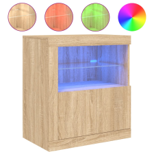 vidaXL sonoma tölgy színű tálalószekrény LED-világítással 60,5x37x67cm (836618) bútor