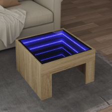 vidaXL sonoma tölgy végtelen hatású LED-es dohányzóasztal 50x50x30 cm bútor