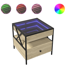 vidaXL sonoma tölgy végtelen hatású LED-es dohányzóasztal 50x50x51 cm (847713) bútor