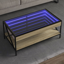 vidaXL sonoma tölgy végtelen hatású LED-es dohányzóasztal 90x50x38 cm bútor