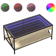 vidaXL sonoma tölgy végtelen hatású LED-es dohányzóasztal 90x50x38 cm (847708) bútor