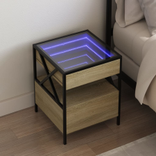 vidaXL sonoma tölgy végtelen hatású LED-es éjjeliszekrény 40x40x51 cm bútor