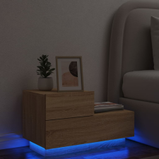 vidaXL sonoma-tölgyszínű éjjeliszekrény LED-ekkel 70 x 36 x 40,5 cm bútor