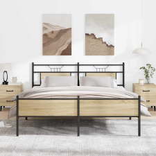 vidaXL sonoma tölgyszínű fém ágykeret matrac nélkül 160 x 200 cm ágy és ágykellék