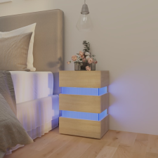 vidaXL sonoma-tölgyszínű forgácslap LED-es éjjeliszekrény 45x35x67 cm bútor