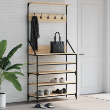 vidaXL sonoma-tölgyszínű ruhafogas cipőpolccal 90x34x184 cm bútor