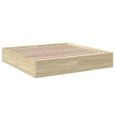 vidaXL sonoma tölgyszínű szerelt fa ágykeret 200 x 200 cm (3280988) ágy és ágykellék