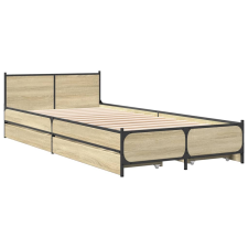 vidaXL sonoma-tölgyszínű szerelt fa ágykeret 90 x 200 cm (3279968) ágy és ágykellék