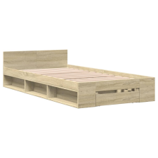 vidaXL sonoma-tölgyszínű szerelt fa ágykeret fiókkal 90 x 190 cm ágy és ágykellék
