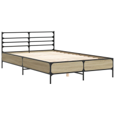 vidaXL sonoma tölgyszínű szerelt fa és fém ágykeret 140 x 200 cm (3280043) ágy és ágykellék