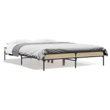 vidaXL sonoma tölgyszínű szerelt fa és fém ágykeret 140x190 cm ágy és ágykellék
