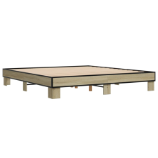 vidaXL sonoma tölgyszínű szerelt fa és fém ágykeret 200 x 200 cm (3280218) ágy és ágykellék