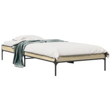 vidaXL sonoma tölgyszínű szerelt fa és fém ágykeret 75 x 190 cm ágy és ágykellék