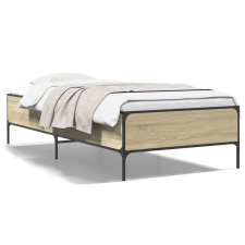 vidaXL sonoma tölgyszínű szerelt fa és fém ágykeret 75 x 190 cm ágy és ágykellék