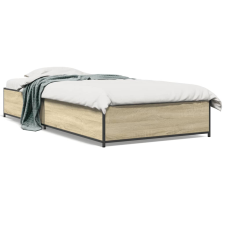 vidaXL sonoma tölgyszínű szerelt fa és fém ágykeret 75 x 190 cm ágy és ágykellék