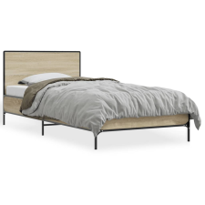 vidaXL sonoma tölgyszínű szerelt fa és fém ágykeret 75 x 190 cm ágy és ágykellék