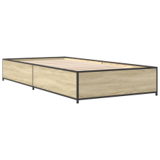 vidaXL sonoma tölgyszínű szerelt fa és fém ágykeret 75 x 190 cm (845122) ágy és ágykellék