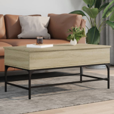 vidaXL sonoma-tölgyszínű szerelt fa és fém dohányzóasztal 100x50x45 cm bútor