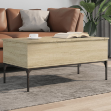 vidaXL sonoma-tölgyszínű szerelt fa és fém dohányzóasztal 100x50x45 cm bútor