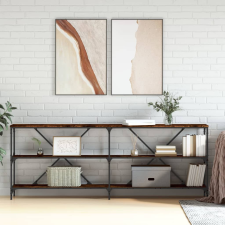 vidaXL sonoma-tölgyszínű szerelt fa és vas konzolasztal 200x30x75 cm bútor