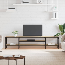 vidaXL sonoma-tölgyszínű szerelt fa és vas TV-szekrény 201x35x45 cm bútor