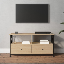 vidaXL sonoma-tölgyszínű szerelt fa és vas TV-szekrény 90x33x45 cm bútor