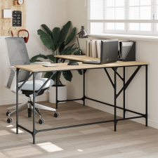 vidaXL sonoma-tölgyszínű szerelt fa íróasztal 149x149x75 cm íróasztal