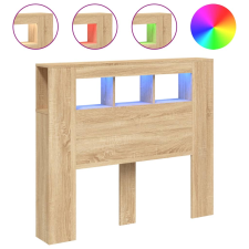 vidaXL sonoma-tölgyszínű szerelt fa LED-es fejtámla 120x18,5x103,5 cm (837339) ágy és ágykellék