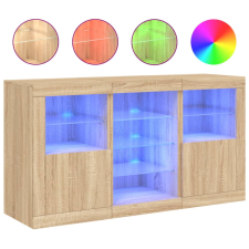 vidaXL sonoma-tölgyszínű tálalószekrény LED-világítással 123x37x67 cm (3209081) bútor