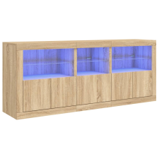 vidaXL sonoma-tölgyszínű tálalószekrény LED-világítással 162x37x67 cm (3208997) bútor