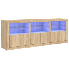 vidaXL sonoma-tölgyszínű tálalószekrény LED-világítással 181,5x37x67cm (3209004) bútor