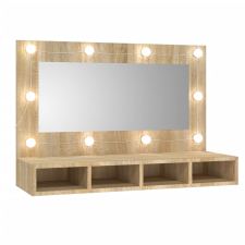vidaXL sonoma-tölgyszínű tükrös szekrény LED-ekkel 90 x 31,5 x 62 cm (808894) fürdőszoba bútor
