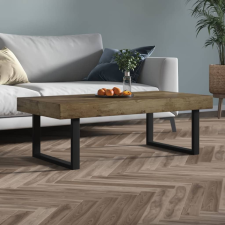 vidaXL sötétbarna és fekete MDF és vas dohányzóasztal 120x60x40 cm bútor