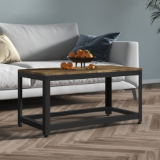 vidaXL sötétbarna és fekete MDF és vas dohányzóasztal 90x45x45 cm bútor