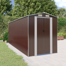 vidaXL Sötétbarna horganyzott acél kerti fészer 192 x 523 x 223 cm kerti tárolás