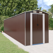 vidaXL Sötétbarna horganyzott acél kerti fészer 192 x 855 x 223 cm kerti tárolás