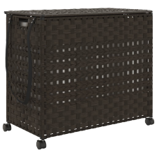vidaXL sötétbarna rattan szennyeskosár kerekekkel 66x35x60 cm (372045) bútor