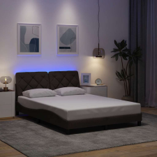 vidaXL sötétbarna szövet ágykeret LED-ekkel matrac nélkül 120x200 cm ágy és ágykellék