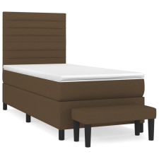 vidaXL sötétbarna szövet rugós ágy matraccal 100 x 200 cm (3136656) ágy és ágykellék