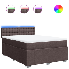 vidaXL sötétbarna szövet rugós ágy matraccal 140 x 190 cm (3289380) ágy és ágykellék