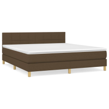 vidaXL sötétbarna szövet rugós ágy matraccal 160 x 200 cm (3140628) ágy és ágykellék