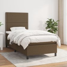 vidaXL sötétbarna szövet rugós ágy matraccal 90 x 200 cm ágy és ágykellék