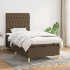 vidaXL sötétbarna szövet rugós ágy matraccal 90 x 200 cm ágy és ágykellék