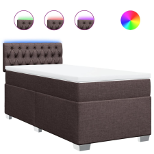 vidaXL sötétbarna szövet rugós ágy matraccal 90 x 200 cm (3288081) ágy és ágykellék