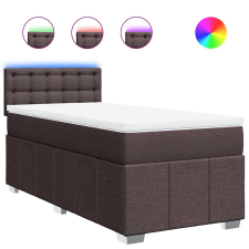 vidaXL sötétbarna szövet rugós ágy matraccal 90 x 200 cm (3289268) ágy és ágykellék