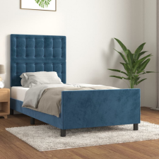 vidaXL sötétkék bársony ágykeret fejtámlával 100x200 cm ágy és ágykellék