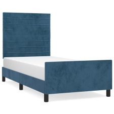 vidaXL sötétkék bársony ágykeret fejtámlával 100x200 cm (3125804) ágy és ágykellék
