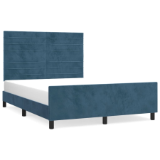 vidaXL sötétkék bársony ágykeret fejtámlával 140 x 190 cm (3125816) - Ágyak és ágykeretek ágy és ágykellék