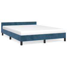 vidaXL sötétkék bársony ágykeret fejtámlával 140 x 190 cm (347571) ágy és ágykellék